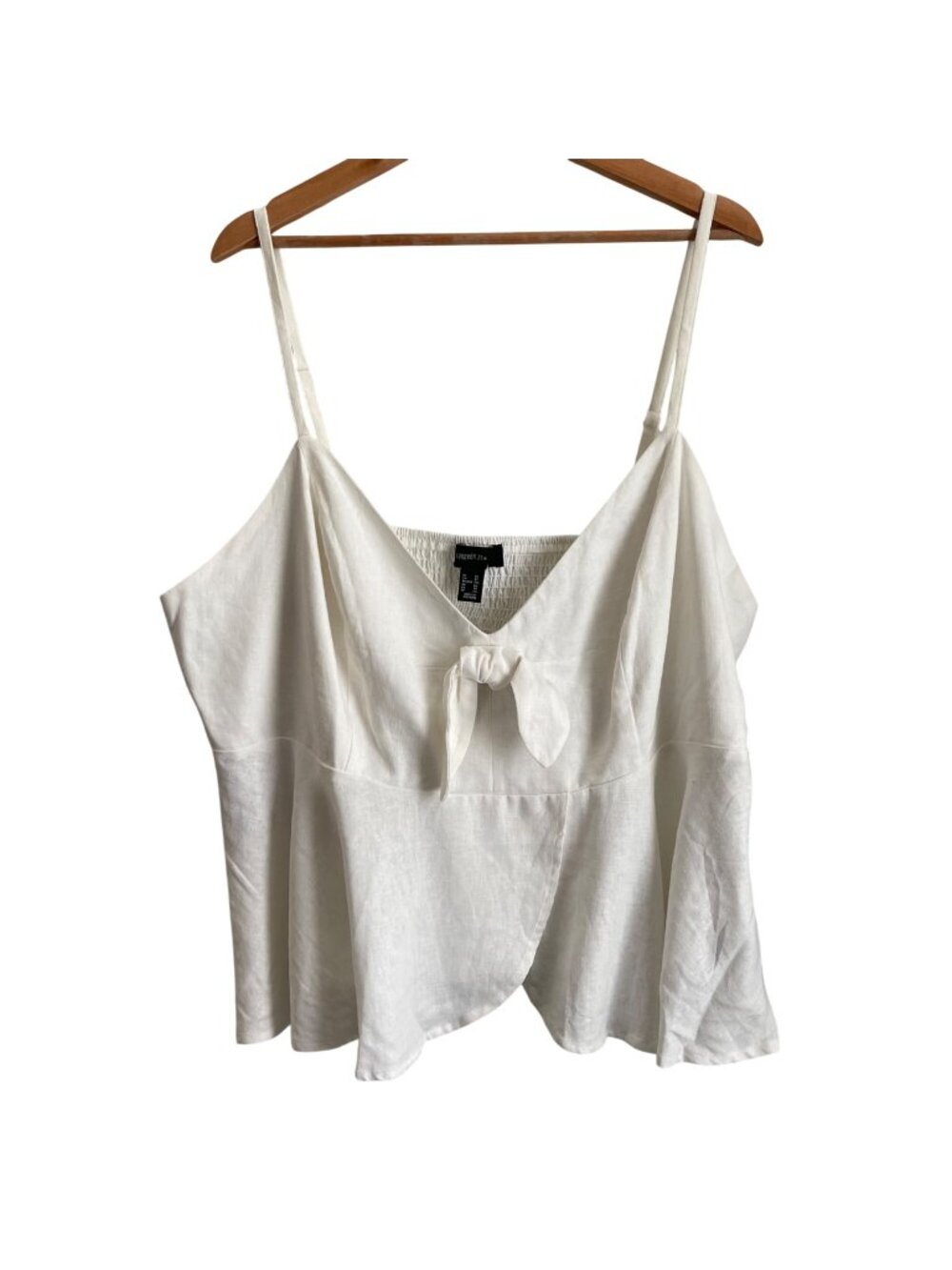 Forever 21 Women Coquette Cottagecore Cami Top Size 3X Smocked Linen Blend Flowy